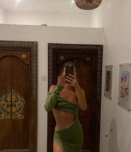 Green cut out summer dress