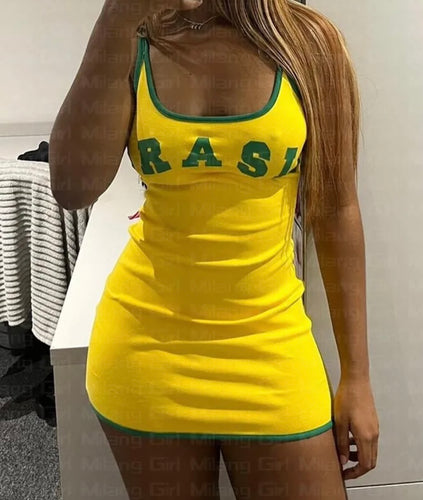Brasil yellow mini dress