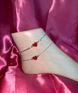 Red heart anklet