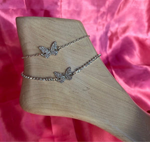 Crystal butterfly anklet