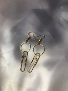 Paper clip circle earrings