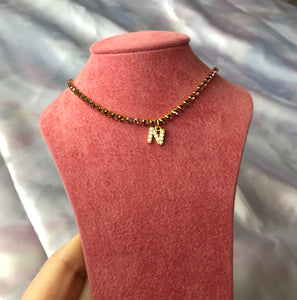 Rhinestone cz letter pendant necklace