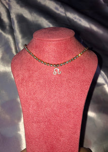 Rhinestone CZ zodiac pendant necklace