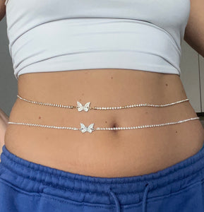 Crystal butterfly belly chain