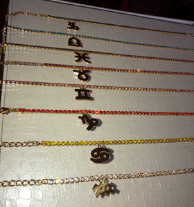 Rhinestone zodiac sign necklace