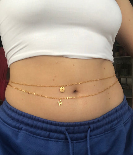 Letter pendant belly chain