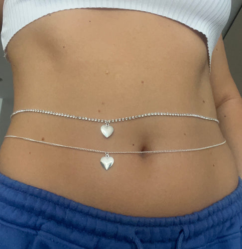 Silver heart belly chain