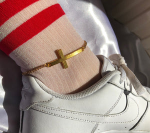 Gold cross anklet