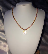 Rhinestone charm initial necklace