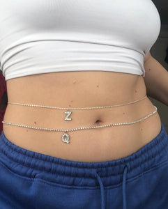 Silver letter belly chain