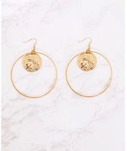 Coin middle hoop earrings