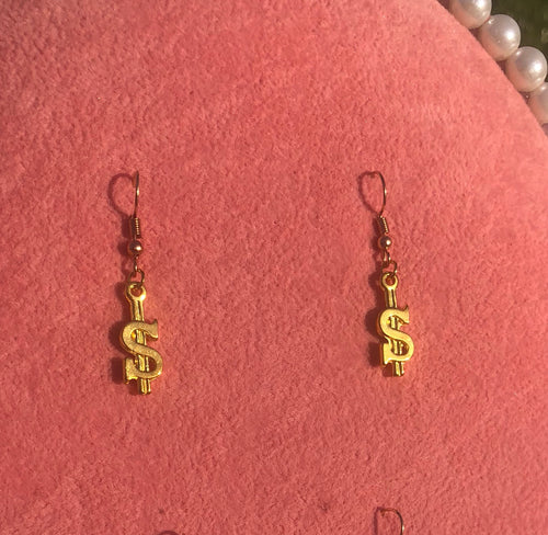 Mini dollar sign earrings