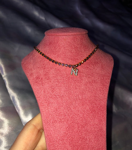Rhinestone cz letter pendant necklace