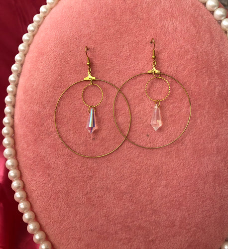 Crystal drop round earrings