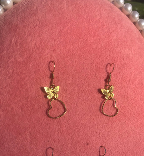 Butterfly heart earrings