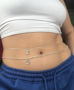 Silver letter belly chain