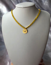 Rhinestone circle letter necklace