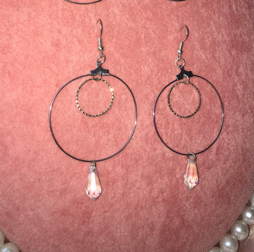 Double circle crystal hoops