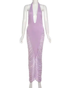 Purple plunge maxi dress
