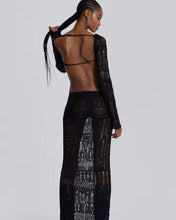 Knitted crochet backless maxi dress