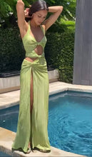 Green cut out maxi dress