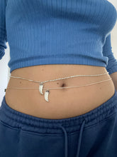 Silver horn pendant belly chain