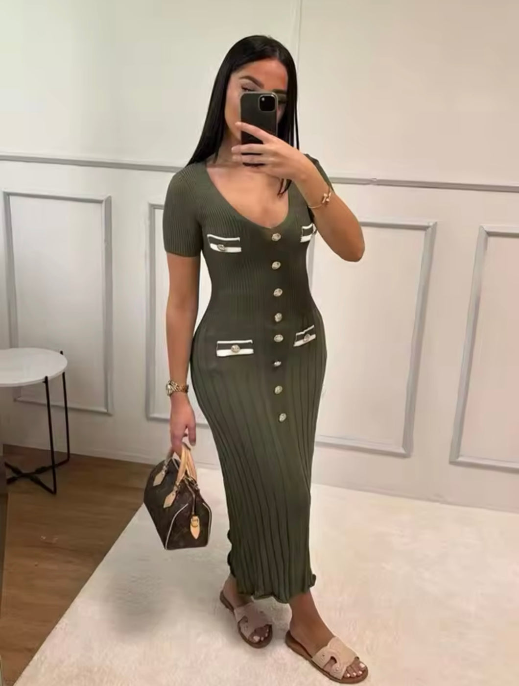 Classic elegant knit midi dress