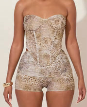 Beige Leopard print two piece set