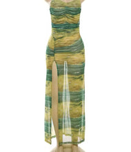 Contrast mesh maxi dress