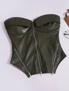 Faux leather corset top