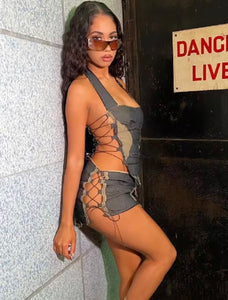 Y2k baddie denim co ord set