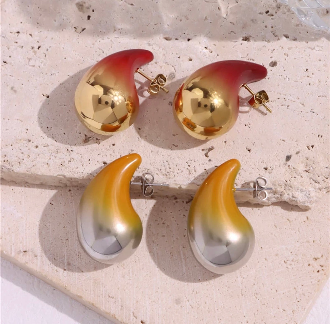 Colour water drop earrings