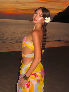 Colourful cut out mini dress