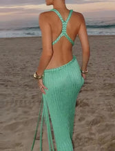 Green rope cut out dress
