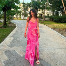 Pink rose maxi dress