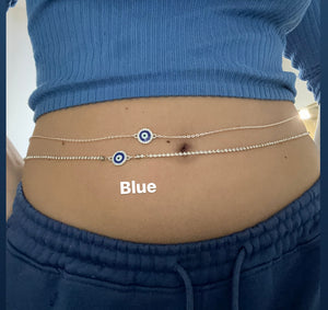 Large evil eye belly chain