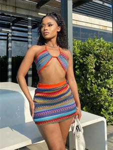 Multi colour knit co ord set