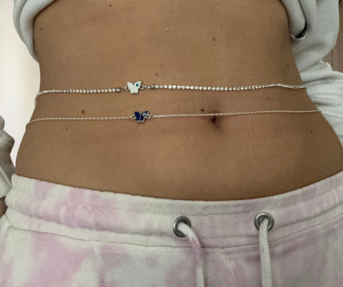 Butterfly evil eye belly chain