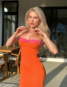 Orange midi dress