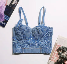 Denim sequin crop top