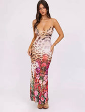 Leopard roses print maxi dress