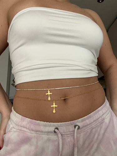 Gold cross belly chain