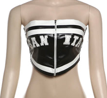 Faux leather bandeau crop top