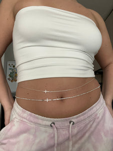 Silver cross belly chain