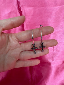 Cross hoop earrings