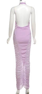 Purple plunge maxi dress