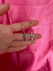 Cross hoop earrings