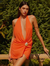 Mini plunge neckline dress