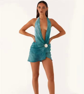 Mini plunge neckline dress