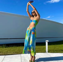 Multi-coloured cut out maxi dress